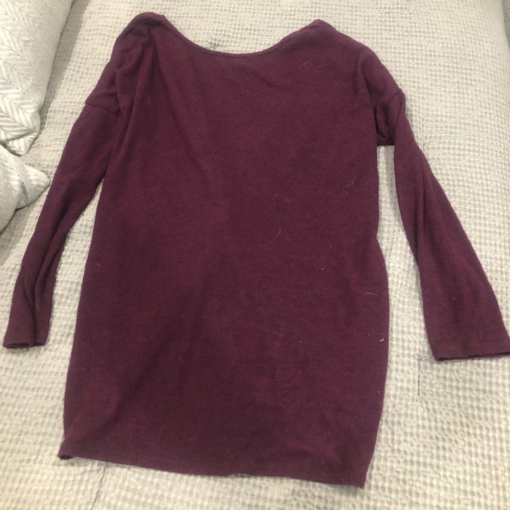 Maroon sweater with open back